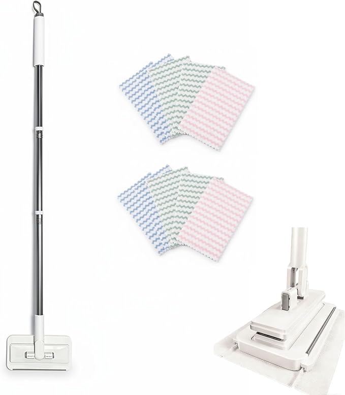 Snap Grip Mini Mop Stick with 39in Handle — Zero-Touch Gap Dust Cleaner &