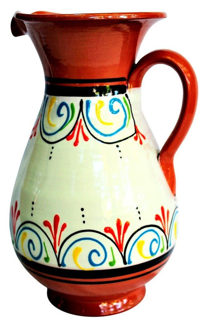 Cactus Canyon Ceramics Spanish Terracotta 2 Quart Pitcher, White