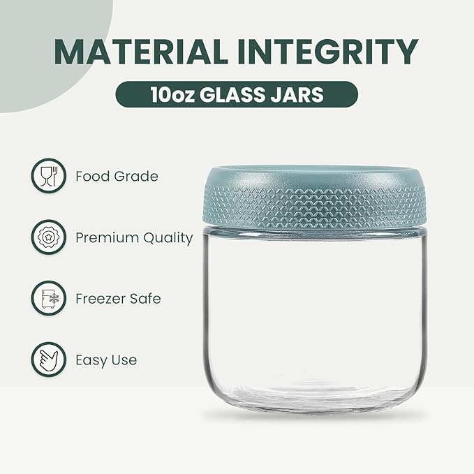 NETANY 6-pack 10oz Glass jars