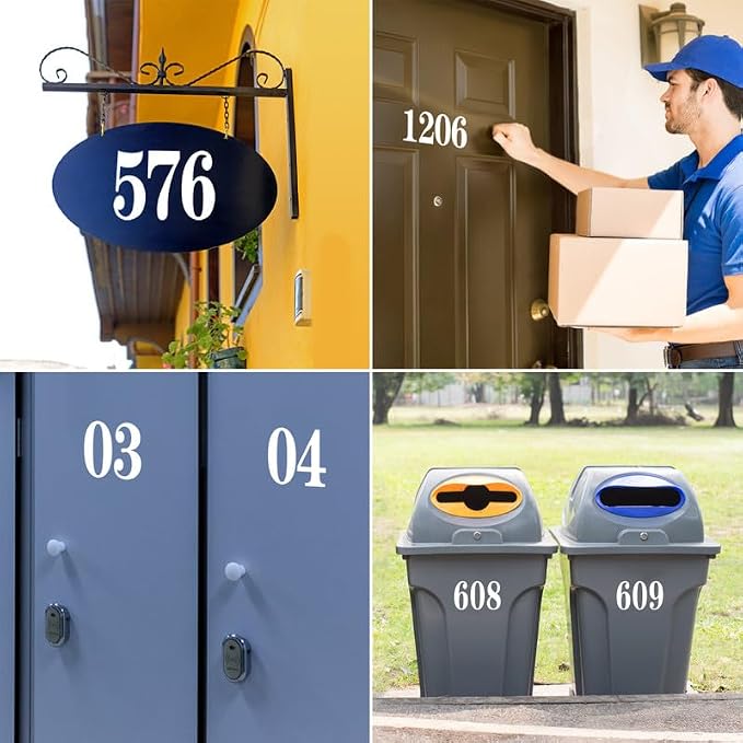 White Mailbox Numbers for outside, Vinyl Waterproof Mailbox Number Stickers, Address Numbers for House, House Numbers for Outside(3 inch, 8 sets)