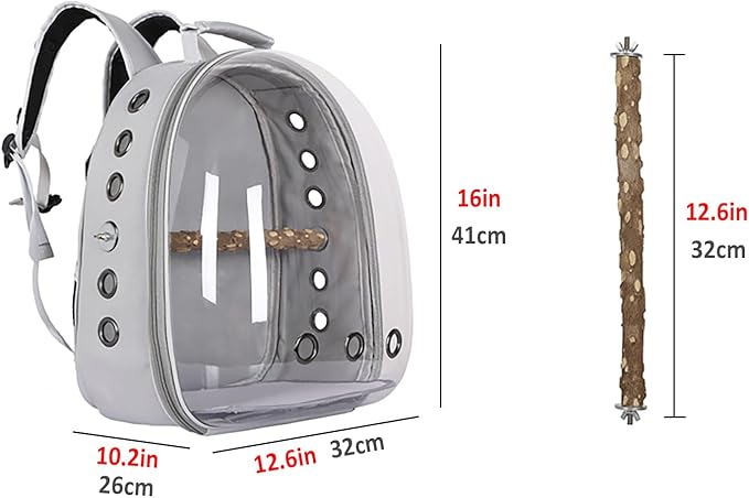 Bird Carrier Backpack with Wood Perch, Transparent Bird Travel Cage, Portable Pet Carrier Backpack, Breathable Hangbag for Vet Transport Camping Hiking (Yellow)