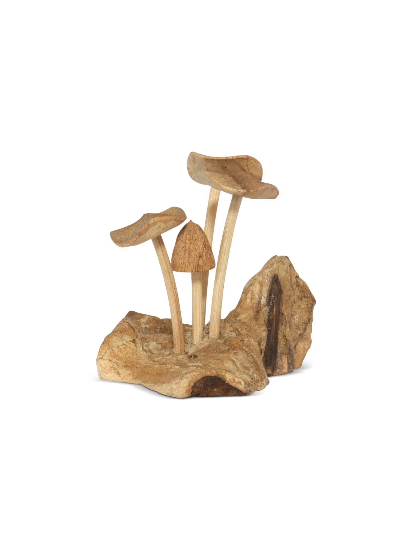 G6 Collection 4" Mini Wooden Mushroom Cluster Figurine (3.5" Wide)