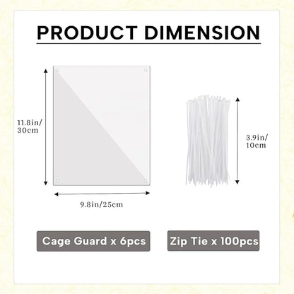 KEYIDE 12 Pcs Urine Guard for Rabbit, Guinea Pig, Ferret Transparent 12'' x 10'' Plastic Sided Liner Cage Accessories Prevent Scatter