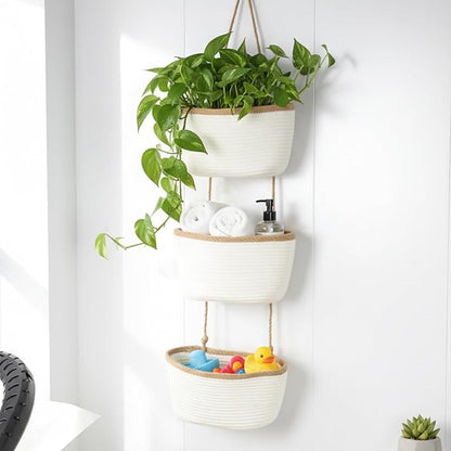 TeoKJ 3-Tier Wall hanging Storage Bags, Over the Door Organizer, Decorative