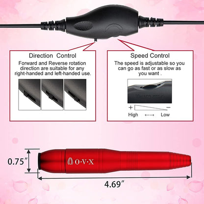 Portable Electric Nail Drill Machine, Professional 20000 RPM USB Manicure Pedicure Drills for Acrylic Nails Gel Polishing Shape Tools