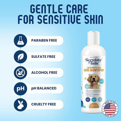 Organic Dog Shampoo - Puppy Oatmeal Shampoo for Itchy Skin Relief - Hypoallergenic for Sensitive Skin, for Dogs of All Ages, Deodorizes, Tearless, Made in USA, 16oz (Lavender)