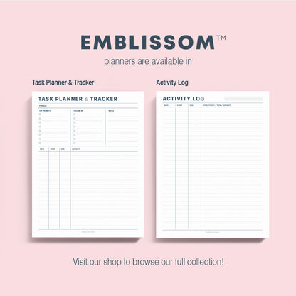 Task Planner & Tracker 8.5 x 11 Tear-Off 70 Sheet Planner Pad – Project Organizer with Time Log, Top Priority, Follow-Up – Notepad for Home & Office (White, Minimalist, 2 Pack)