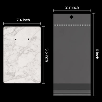 Coopay 120 Pieces Earring Necklace Display Cards Jewelry Holder Cards with 200 Earring Backs and 120 Self-Sealing Bags for Ear Pendants Necklaces Jewelry Display, Marble Stripe, 3.5 x 2.4 Inches