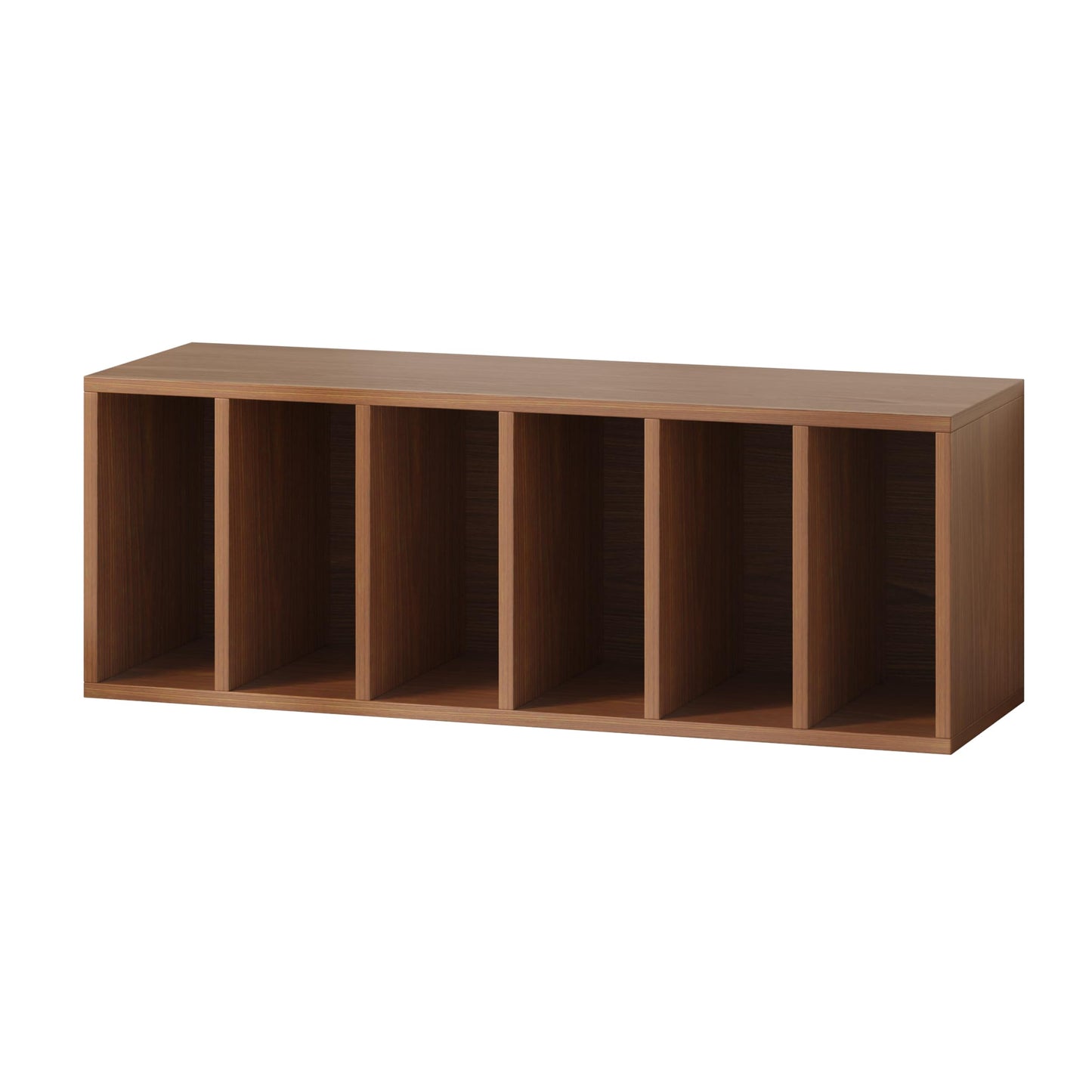 IOTXY DIY Modular Cube Bookcase - CubeXY Customizable Stackable Expandable Basic Shelving Units, 6-Cube Wooden Open Bookshelf with Removable Shelves for Books Organizer, Walnut