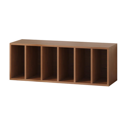 IOTXY DIY Modular Cube Bookcase - CubeXY Customizable Stackable Expandable Basic Shelving Units, 6-Cube Wooden Open Bookshelf with Removable Shelves for Books Organizer, Walnut