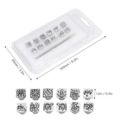 12PCS Leather Stamping Tools, 12 Patterns Zinc Alloy Leather Craft Stamps Punch Set Tool, Flower Design Leather Stamper for Leather Craft DIY Jewelry Marking