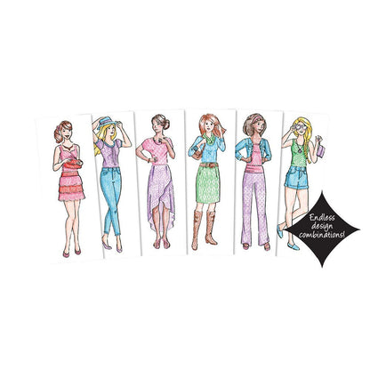 Fashion Plates Classic – Girls Fashion, Mix-and-Match Drawing Kit, Arts and Crafts, Coloring, Art Supplies, Craft Supplies, Stencils, Crayons Included, Create Your Own Designs, Ages 6+