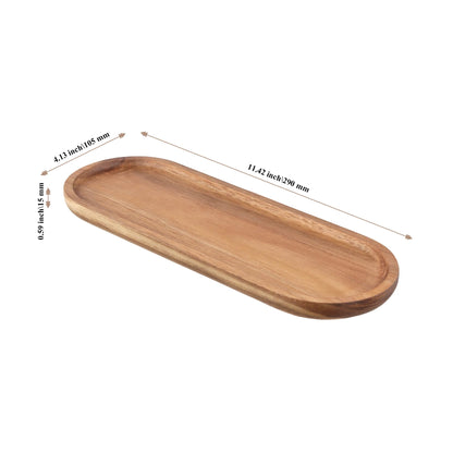 JIAYUET 8 Pack Oval Wood Serving Tray, 11.4 x 4.1 Inch Wooden Platter for Food, Fruit, Snacks, Appetizers, Wedding