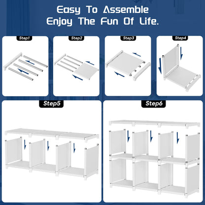 Mavivegue Book Shelf, 18 Cube Storage Organizer, DIY Bookcase, Metal Cube Bookshelf, Tall Book case for Bedroom, Living Room, Office, Closet Storage Organizer, Black Cubicle Storage Rack-White