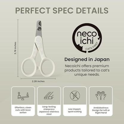 Necoichi Purrcision Feline Nail Clippers | Lever Principle Cat Nail Clipper | Butter-Smooth Cuts | Made in Japan, Seki Swordsmith Craftsman | Stainless Steel Cat Claw Trimmer for Indoor Cats (Gray)