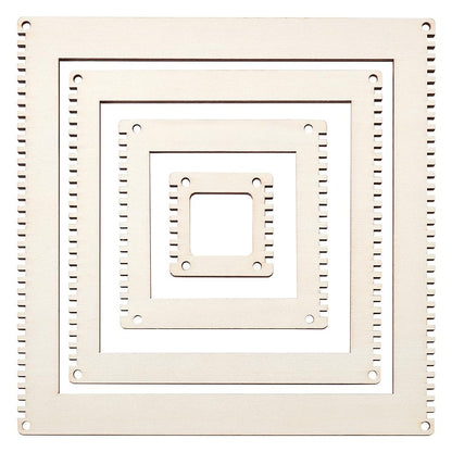 BENECREAT 4 Sizes Wooden Weaving Loom Kit, 2/4/5.9/7.8 inch Square DIY Weaving Loom DIY Weaving Art Tapestry Loom for Hanging Decor Woven Tapestry Knitted Crafts Making, 4.5mm Thick