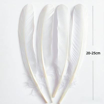 Natural Goose Feathers,50Pcs Bulk Long 8-10in (20-25cm) White Goose Feathers for Crafts Angel Wings Wedding Party DIY (Natural White)
