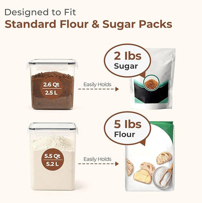 ComSaf Flour Sugar Storage Containers Set of 3, Large Airtight Food Storage