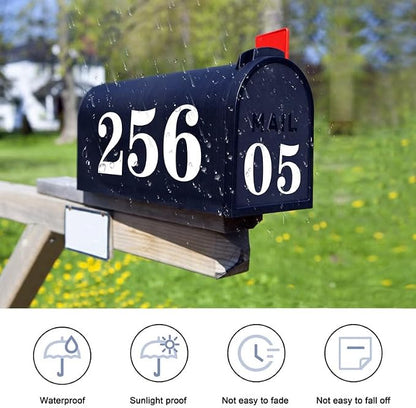 White Mailbox Numbers for outside, Vinyl Waterproof Mailbox Number Stickers, Address Numbers for House, House Numbers for Outside(3 inch, 8 sets)
