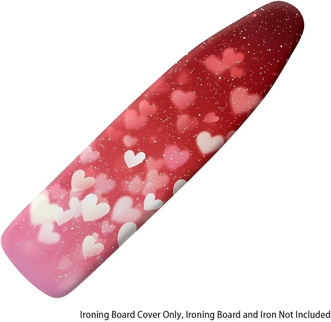 Red Hearts Ironing Board Cover and Pad Elastic Edge Universal Washable Resist