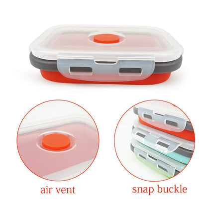 Ecomorning 3Piece Round Collapsible Lunch Container Silicone Food Storage Containers Collapsible Camping Bowl with Airtight Silicone Lids, Microwave, & Freezer Safe, 350ML