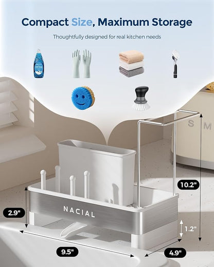 Nacial Sponge Holder for Kitchen Sink, Sink Caddy Organizer