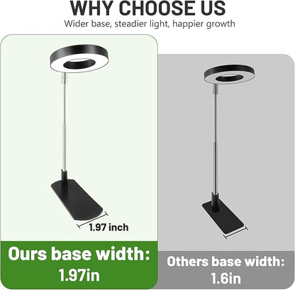 LBW Grow Light for Indoor Plants, Full Spectrum Halo Plant Grow Light with Base, Height Adjustable Plant Lamp with Auto Timer 6/8/12/16H, 3 Color,5 Dimmable Level, for Small Plants, Black, 2 Packs