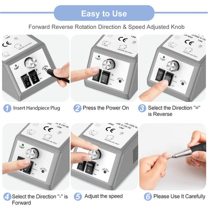 Professional Nail Drill Machine 30000 RPM Efile Electric Nail Filer Kit for Finger Toe Nails, Acrylic Gel Nails, Manicure Pedicure Drill with 6Pcs Nail Bits, 106Pcs Sanding Bands - Pink