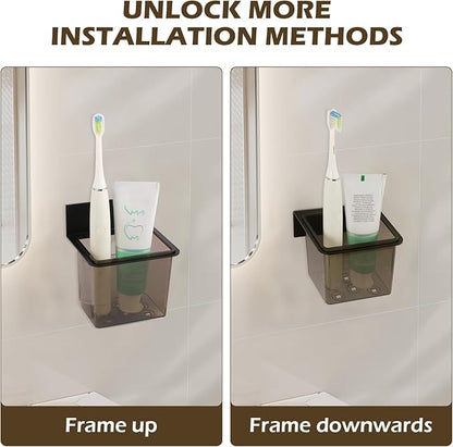 Bathroom Toothbrush Holder Set Modern Black Metal Clear Plastic Toothbrush