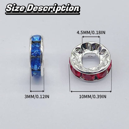 200 PCS Silver Plated Mix Color Beads for Jewelry Making - 10MM, Large Hole (4.5MM), Fit European Bracelets & Snake Chain