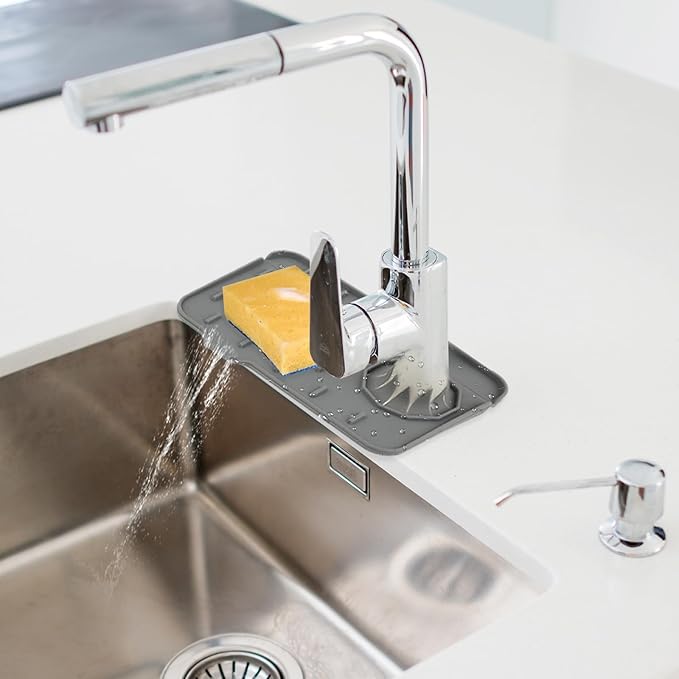 2Pcs Silicone Sink Faucet Splash Guard Mat, Soap Dish Pad Faucet Handle Drip