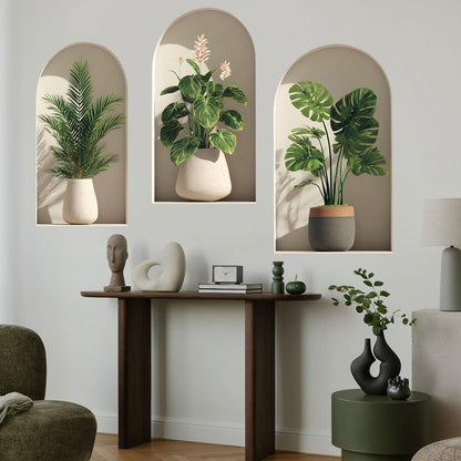 3D Potted Plants Wall Stickers，Green Plants Wall Decals，Peel and Stick 3D Magic Art Sticker，for Living Room Bedroom Aisle Entrance Sofa Backdrop Yoga Room Home Decor (Potted Flower Decor 46)