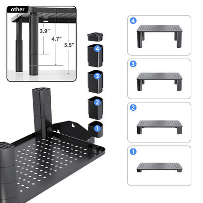 Pholiten 2 Pack Monitor Stand Riser, 3 Height Adjustable Monitor Stand for Computer, Laptop, Printer, Notebook, iMac, Premium Metal Monitor Risers for 2 Monitors