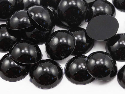Allstarco KraftGenius 11mm Jet Black .JT Flat Back Acrylic Round Cabochons Plastic Pearl Gems for Jewelry Making Costume Making Cosplay Jewels Embelishments - 50 Pieces
