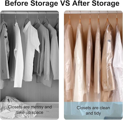 BEISHIDA 60PCS 35.5 Inch Plastic Garment Bag-Plastic Clear Dry Cleaner Laundry