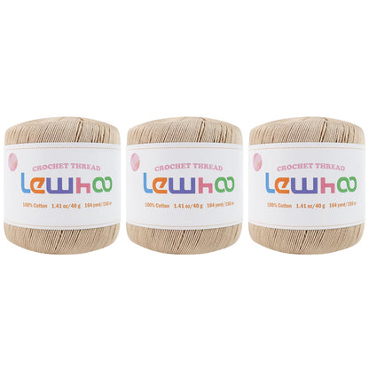 Lewhoo Size 3 Crochet Thread, 3 Pack Lace Yarn Ball 100% Cotton, 40g Each Ball Crochet Yarn for Hand Embroidery Natural