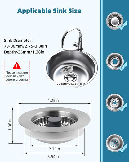 Hygie Rinse All Metal Sink Drain Strainer