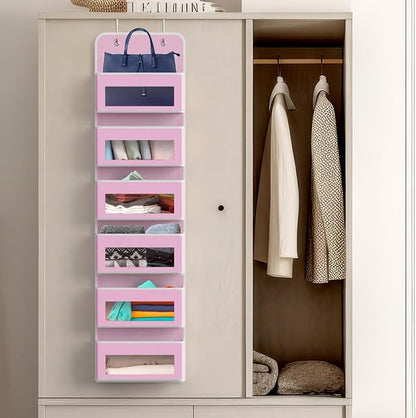 Simple Houseware 6 Clear Window Pocket Over Closet Door Storage Hanging