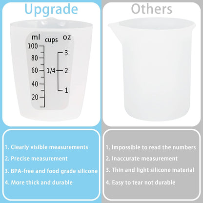 Creahaus 12pcs Silicone Measuring Cups for Resin, 100ml Non-Stick Black Measurements Epoxy Silicone Mixing Cups, Reusable Resin Supplies for Resin, Molds, Jewelry Making, Easy to Clean