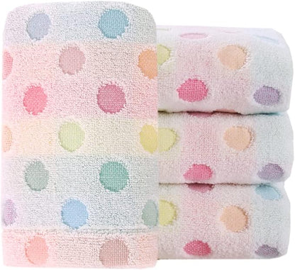 Pidada Hand Towels Set of 4 Colorful Polka Dot Pattern 100% Cotton Soft