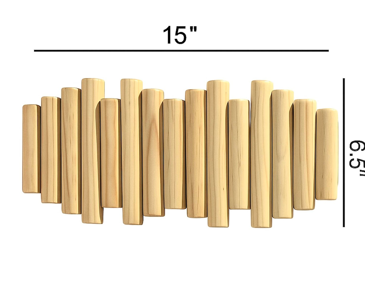 Wooden Wall mounted wood coat rack | 15 inches long , 6.5" high, with 5 Flip-Down Hooks | Modern Natural Pine Wood Finish | Decorative Hanging Storage Wall Hooks for Entryway or Bedroom