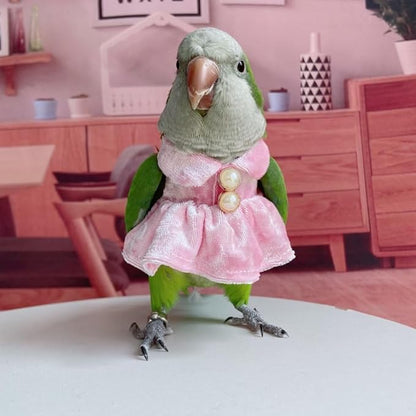 Bird Costume Bird Diaper Flight Suit Parrot Velvet Fleece Skirt Clothes Cosplay Photo Prop for Conure Lovebird Parakeet Cockatiel Macaw Small Animals Apparel (Pink,2M)