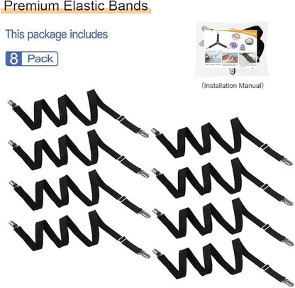 8Pcs Adjustable Bed Sheet Straps Clips, Elastic Mattress Sheet Fasteners Holder