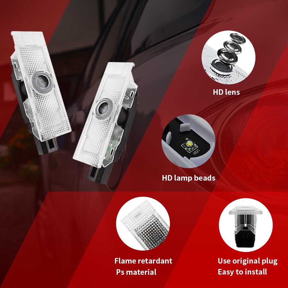 BuJinZeTui 2PCS Door Lights Logo for Challenger 2015-Present, LED Ghost Shadow Projection Light, Color 02, Plastic Material