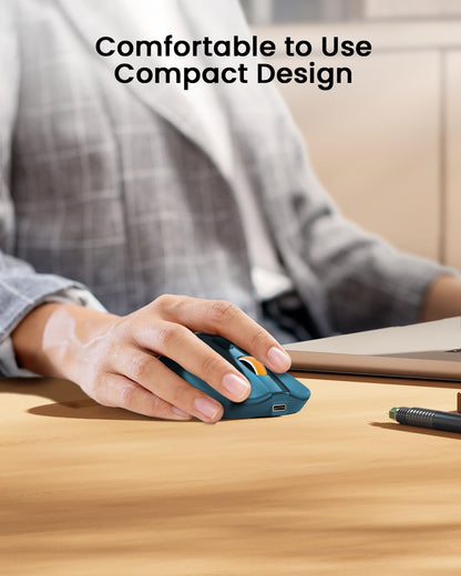 ProtoArc Bluetooth Wireless Mouse, USB C Mouse, EM15 Rechargeable Compact Portable Type C Wireless Mice for Laptop, Tablet, PC, Windows, Mac OS-Blue