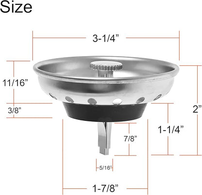 2 Pack - Kitchen Sink Strainer and Stopper Combo Basket Replacement