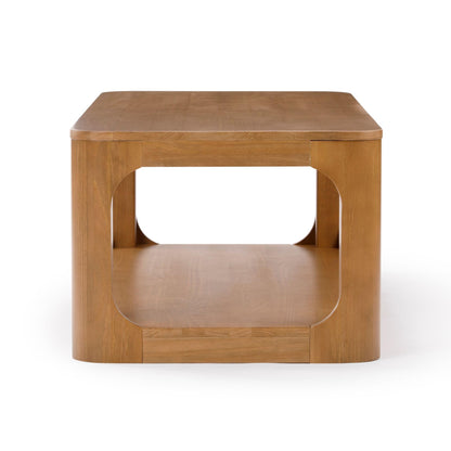 Plank+Beam Forma Coffee Table, 54 Inch Modern Coffee Table with Shelf, Contemporary Center Table with Storage Space, Rectangle Tea Table with Storage, Pecan
