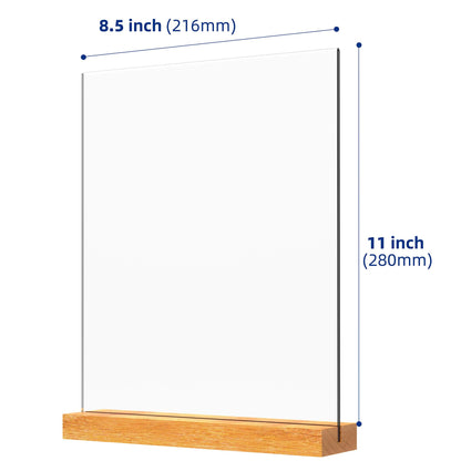 YEEON 8.5x11 Inch Acrylic Sign Holder with Wooden Base, Desktop Display Stand (8.5x11 2Pack)