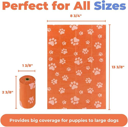 Best Pet Supplies Dog Poop Bags for Waste Refuse Cleanup, Doggy Roll Replacements for Outdoor Puppy Walking and Travel, Leak Proof and Tear Resistant, Thick Plastic - Orange, 240 Bags