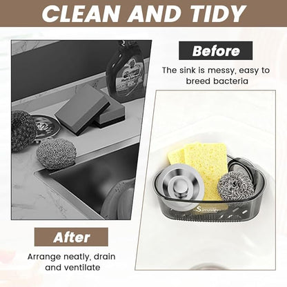 2 PACK Suction Cup Sink Corner Rack, Corner Sinks Strainer Basket Sponge Holder